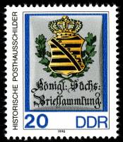 (1990-009) Марка Германия (ГДР) "Саксония"    Почтовые гербы II Θ