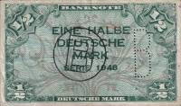 (№1948P-1d) Банкнота ФРГ 1948 год "frac12; Deutsche Mark"