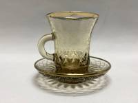 Чайная кофейная пара цветное стекло позолота
