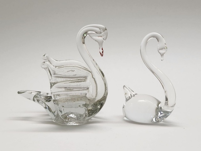 Хрустальные стеклянные лебеди СССР статуэтки 2 штуки