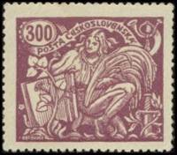 (1923-004) Марка Чехословакия "Аллегория (Фиолетово-коричневая)"    Сельское хозяйство и наука (Стан