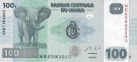 (,) Банкнота Дем Республика Конго 2013 год 100 франков "Слон"   UNC