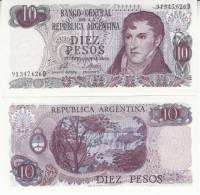 (,) Банкнота Аргентина 1972 год 10 песо "Мануэль Бельграно" Decreto-Ley  UNC