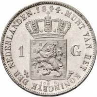 () Монета Нидерланды (Голландия) 1840 год 1  ""   Биметалл (Серебро - Ниобиум)  UNC