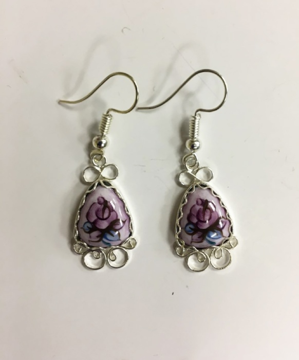 Серьги "Финифть", серебрение (сост. на фото)