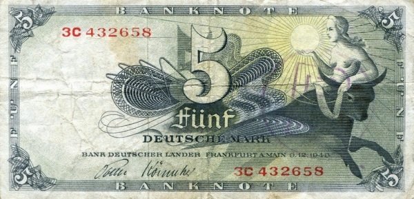 (№1948P-13f) Банкнота ФРГ 1948 год &quot;5 Deutsche Mark&quot;