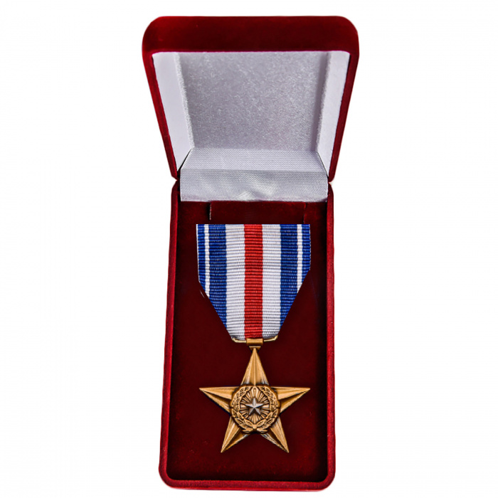 Копия: Медаль  &quot;Серебряная звезда США&quot;  в бархатном футляре