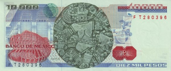 (,) Банкнота Мексика 1983 год 10 000 песо &quot;Ласаро Карденас&quot;   UNC