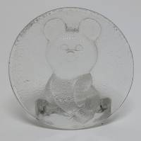 Настольный сувенир "Олимпийский мишка", стекло, д-8 см., СССР (сост. на фото)