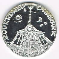 (№1992km876) Монета Дания 1992 год 200 Kroner (Silver wedding anniversary of Queen Margrethe...