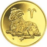 (047 спмд) Монета Россия 2004 год 50 рублей "Овен"  Золото Au 999  UNC