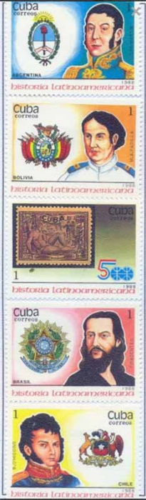 (1988-077a) Сцепка (5 м) Куба &quot;История Латинской Америки (1)&quot;    История Латинской Америки III Θ