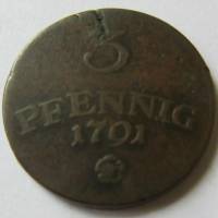 (№1791km143) Монета Германия (Германская Империя) 1791 год 3 Pfennig