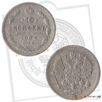1904, СПБ АР Монета Россия-Финдяндия 1904 год 10 копеек Орел C, гурт рубчатый, Ag 500, 1.8 г Серебро