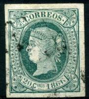 (№20) Марка Куба 1866 год "Королева Изабелла II", Гашеная