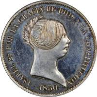 (№1847km593.2) Монета Испания 1847 год 20 Reales (Мадрид 6-конечная звезда)