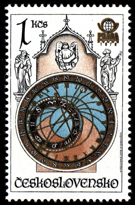 (1978-032) Марка Чехословакия &quot;Астрономические часы&quot;    Пражская астрономическая башня с часами II Θ