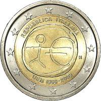 (006) Монета Италия 2009 год 2 евро "Экономический союз 10 лет"  Биметалл  VF