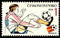 (1982-002) Марка Чехословакия "Мяч на ноге"    ЧМ по футболу 1982 Испания II Θ