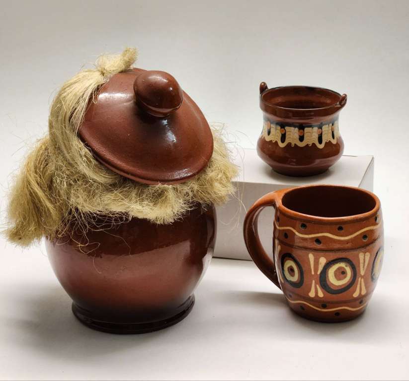 Домовой Вазочка и кружка керамика обливная СССР