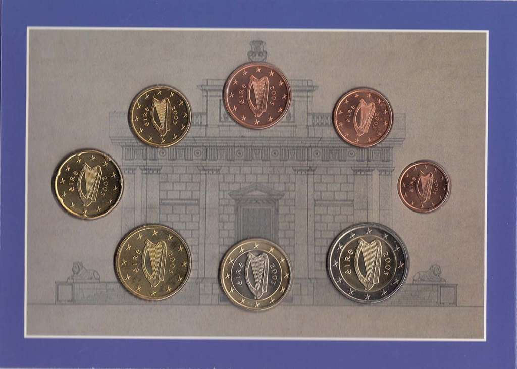 (2003, 8 монет) Набор монет Ирландия 2003 год &quot;Дублин Казино Марино&quot;   Буклет