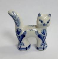 Фарфоровый сувенир "Котик", гжель