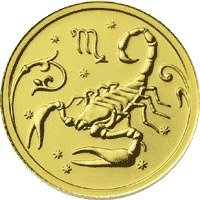 (031ммд) Монета Россия 2005 год 25 рублей "Скорпион"  Золото Au 999  UNC