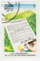 (1989-044) Марка Куба "Подписание документа"    30 лет Аграрной реформы III Θ