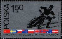 (1973-043) Марка Польша "Мотоциклист"    Чемпионат мира по мотогонкам III Θ