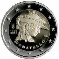(019) Монета Италия 2016 год 2 евро "Донателло"  Биметалл  VF