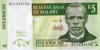 Банкнота Малави 2005 год 5 квача Джон Чилембве   UNC