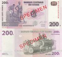 2000 Образец Банкнота Дем Республика Конго 2000 год 200 франков Земледелие   UNC