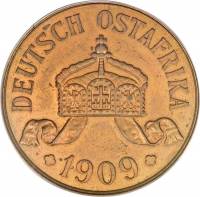 (№1908km11) Монета Германская Восточная Африка 1908 год 5 Heller