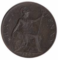 () Монета Великобритания 1900 год 1/2 пенни "Королева Виктория"  Медь  VF