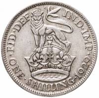 (1929) Монета Великобритания 1929 год 1 шиллинг "Георг V"  Серебро Ag 500  XF