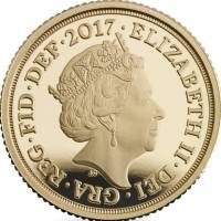 (№2017) Монета Великобритания 2017 год frac14; Sovereign (Королева Елизавета II)