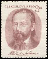 (1951-026) Марка Чехословакия "Б. Сметана (Красно-фиолетовая)"    Международный музыкальный фестивал