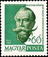 (1960-032) Марка Венгрия "Иштван Тюрр"    100-летие Основания итальянского национального государства