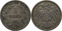 (1896G) Монета Германия (Империя) 1896 год 1 марка   Серебро Ag 900  F