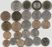(1991-1993 ММД и ЛМД, 24 монеты от 10 коп до 100 руб) Набор монет Россия    UNC