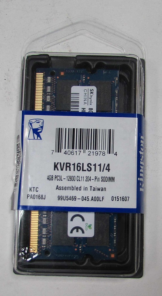 Память Kingston для ноутбука KVR16LS11/4 4GB PC3L 12800 CL11 204 Pin SODIMM