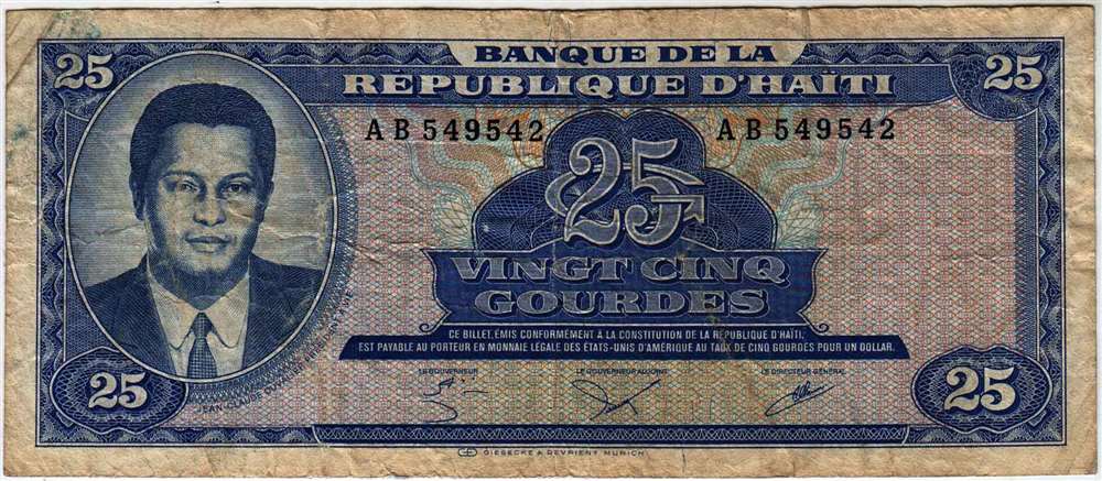 () Банкнота Гаити 1979 год 25  &quot;&quot;   VF