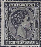 (№77) Марка Куба 1878 год "Король Альфонсо XII", Негашеная
