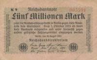 (1923) Банкнота Германия 1923 год 5 000 000 марок  5-й выпуск  VF