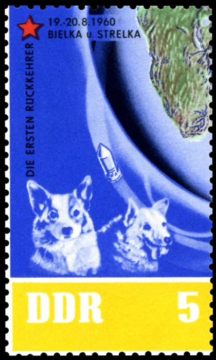 (1962-063) Марка Германия (ГДР) &quot;Белка и Стрелка&quot;    Космические полеты III O