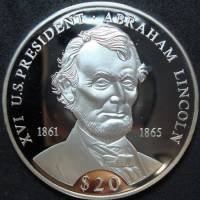 (№2000km479) Монета Либерия 2000 год 20 Dollars (16-й президент США Авраам Линкольн)
