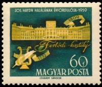 (1959-051) Марка Венгрия "Дворец Эстерхази, Фертед"    150 лет со дня смерти Франца Йозефа Гайдна. 2
