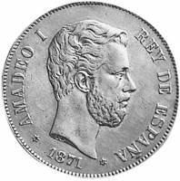 (№1871km668b) Монета Испания 1871 год 100 Pesetas (Красный Золотистый)