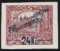 (1920-037) Марка Чехословакия "надпечатка на 1919-072"    Авиапочта (Надпечатка на марке) III O