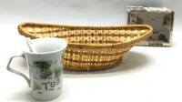 Корзинка соломенная + кружка с ложкой 